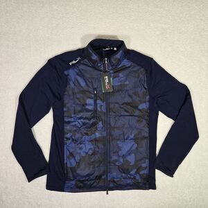 $248 NEW RLX Ralph Lauren Mens Large Golf Blue Camo Wool Quilted Hybrid Jacket L